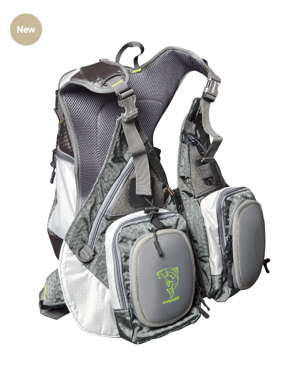 New Stalker Twin Chest Pack with Velcro Trophy Trout Lures and Fly