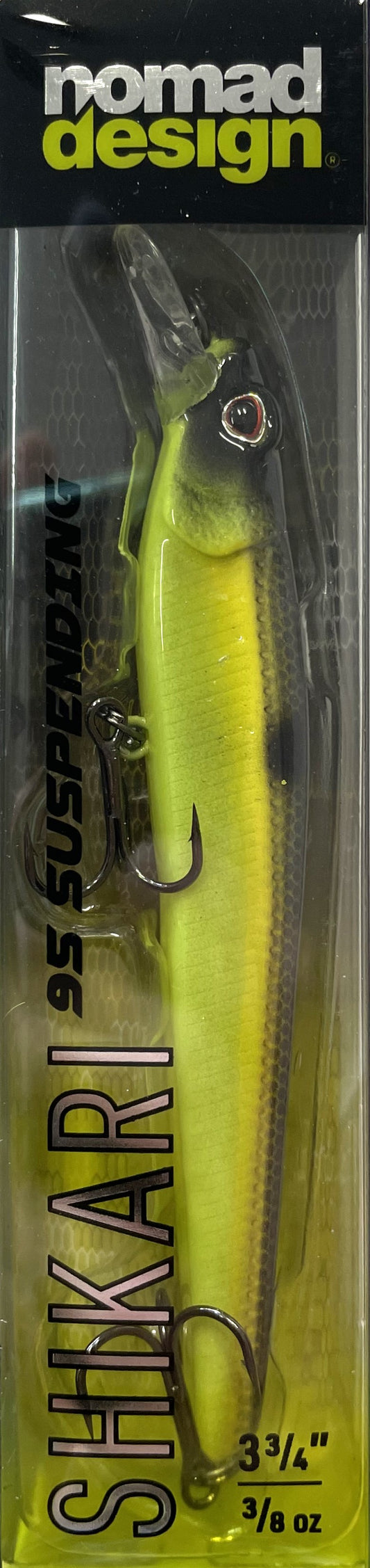 Shikari 95mm Suspending Jerkbait - Chartreuse Black Back