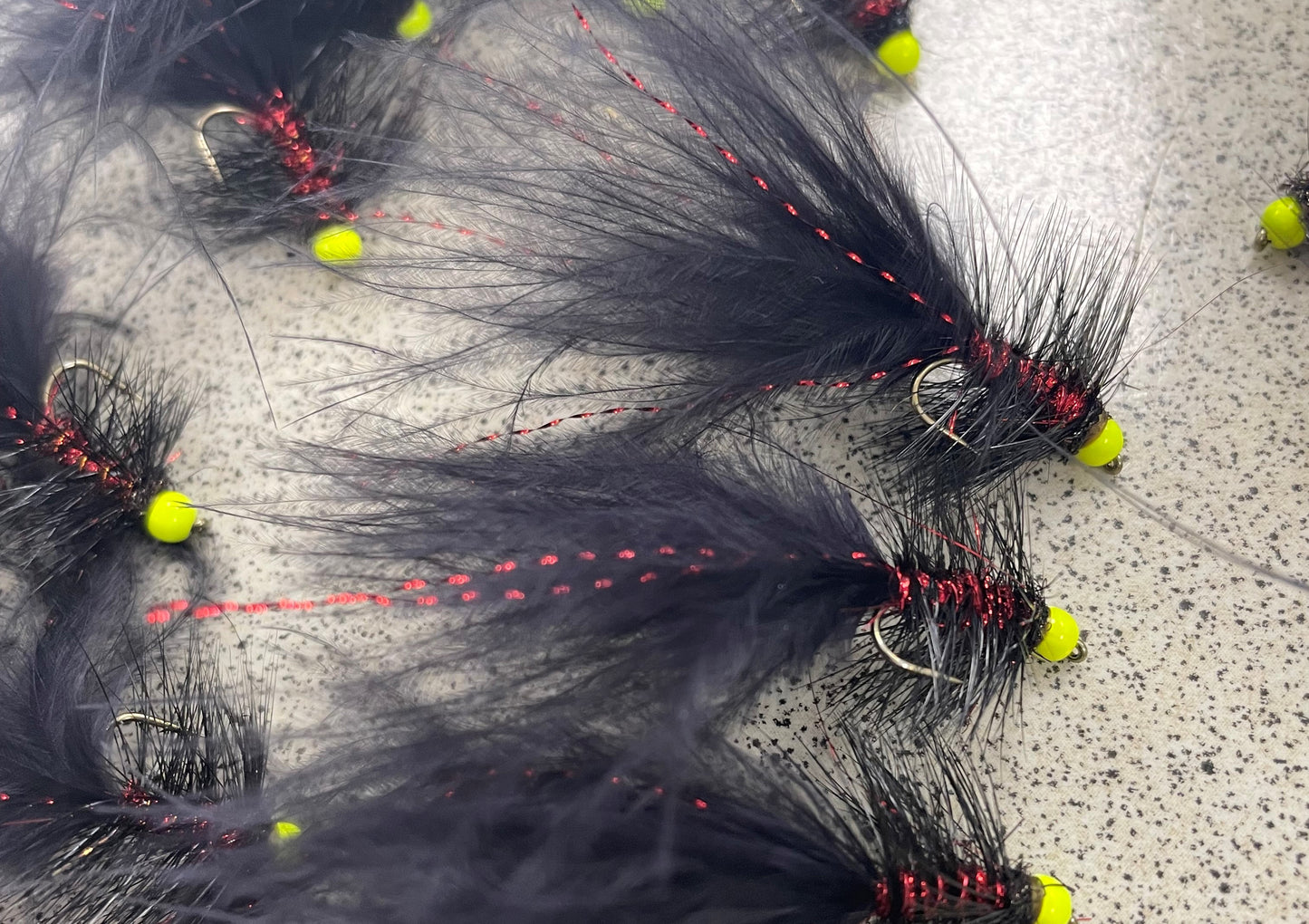 Red and Black Bitch (Chartreuse Bead) - Trout Streamer #10