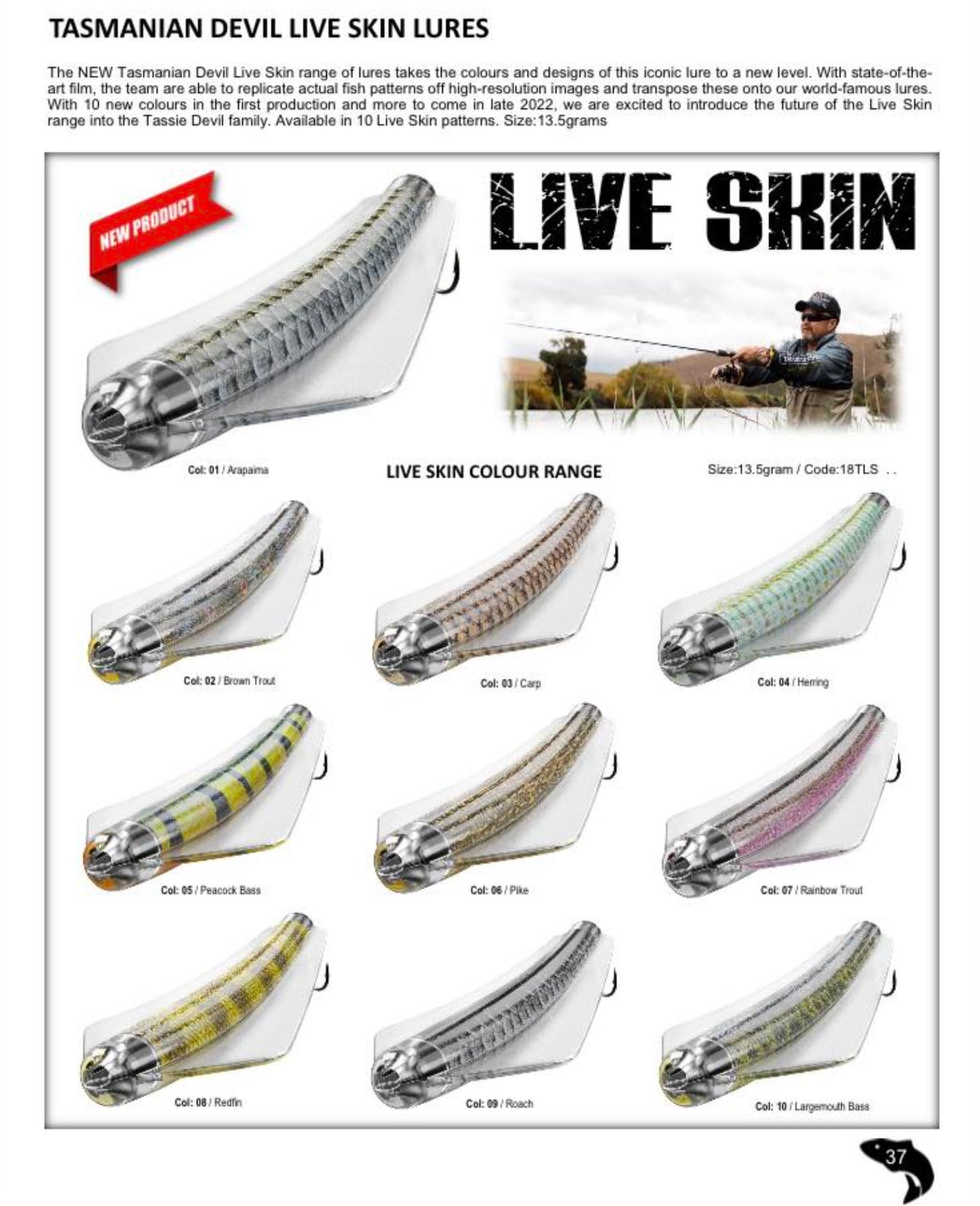 Tasmanian Devil 13.5g 'Live Skins' - LS07 Rainbow Trout