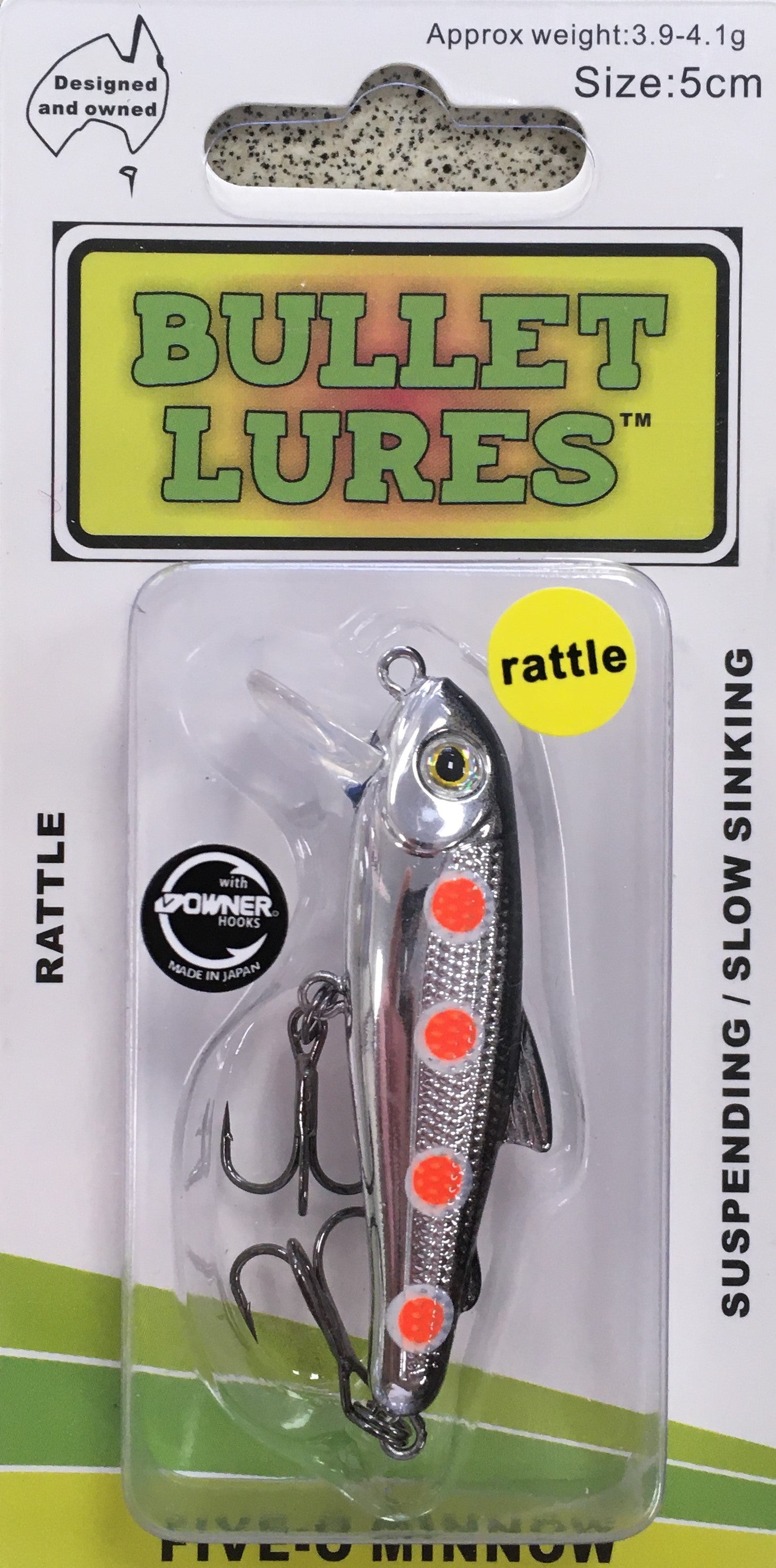 Bullet Lures Five-O Minnow Suspending + Rattling (Spawning Rainbow