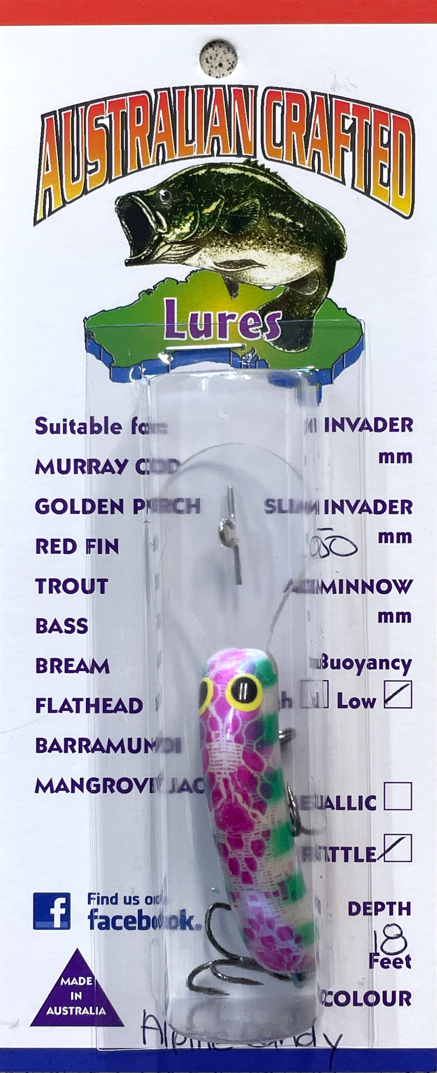 Australian Crafted Lures - Slim Invader 50mm 18ft (Alpine Candy)