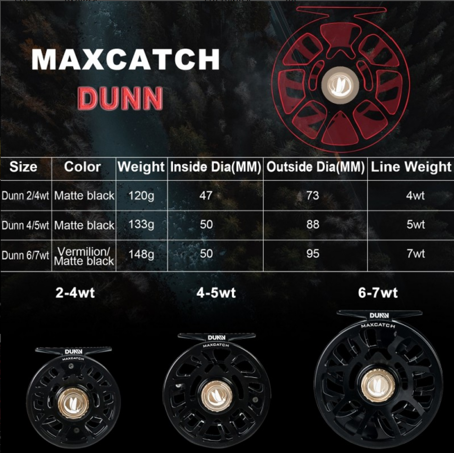 Maxcatch Dunn Fly Reel (sealed waterproof drag) - Vermilion Red