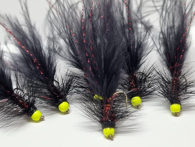 Red and Black Bitch (Chartreuse Bead) - Trout Streamer #10