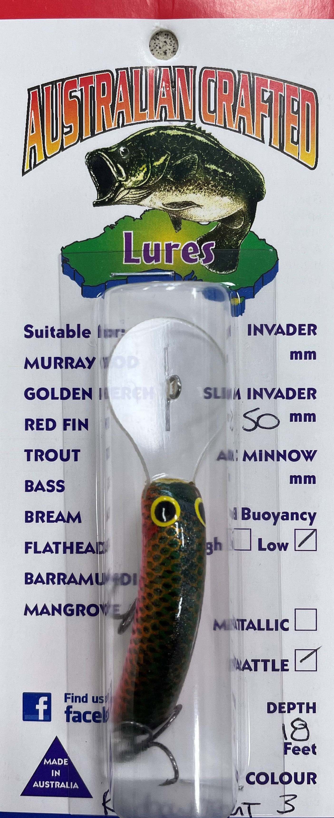 Australian Crafted Lures - Slim Invader 50mm 18ft (#3 Rainbow Trout)