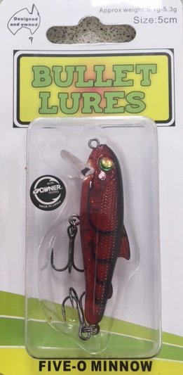 Bullet Lures Five-O Minnow Suspending + Rattling (Cooked Prawn)