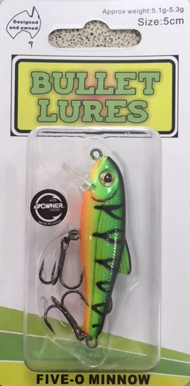 Bullet Lures Five-O Minnow Suspending + Rattling (Fire Tiger)