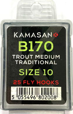 Kamasan B170 Trout Medium Traditional Fly Hooks (Size 10)