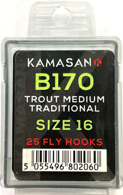 Kamasan B170 Trout Medium Traditional Fly Hooks (Size 16)