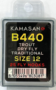 Kamasan B440 Trout Dry Fly Traditional Fly Hooks (Size 12)
