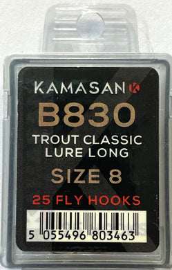 Kamasan B830 Trout Classic Lure Long Fly Hooks (Size 8)