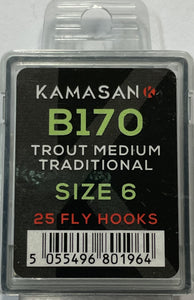 Kamasan B170 Trout Medium Traditional Fly Hooks (Size 6)