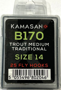 Kamasan B170 Trout Medium Traditional Fly Hooks (Size 14)