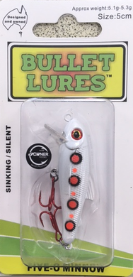 Bullet Lures Five-O Minnow Sinking (Pearl Widow)