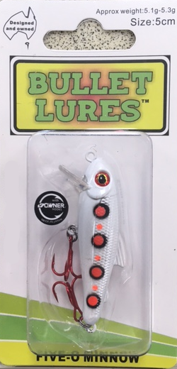 Bullet Lures Five-O Minnow Suspending + Rattling (Pearl Widow)