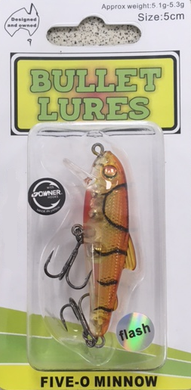 Bullet Lures Five-O Minnow Suspending + Rattling (Raw Prawn)