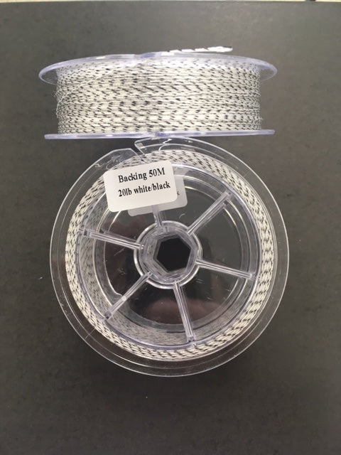 Hi Vis Braided Dacron Backing Line - 50m 20lb (White & Black)